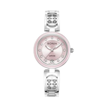 Bonia Elegance 3 Top Rings Set BNB10866-2377S Pink Dial Color Women Watch